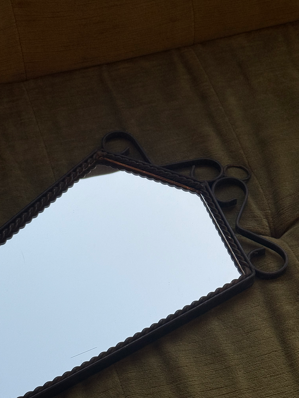 Thumbnail: Vintage Wrought Iron Rope Mirror
