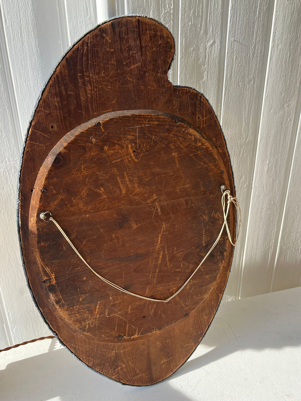 Thumbnail: Antique 1920's Blue Velvet Bevelled Mirror