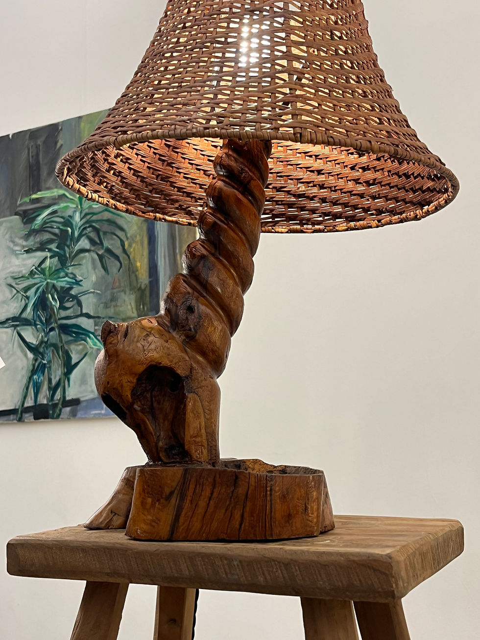 Thumbnail: Vintage Brutalist Wooden Lamp