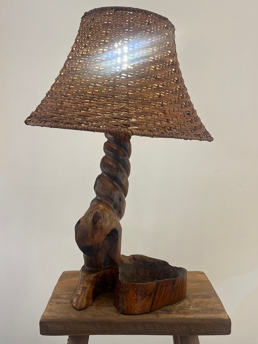 Thumbnail: Vintage Brutalist Wooden Lamp