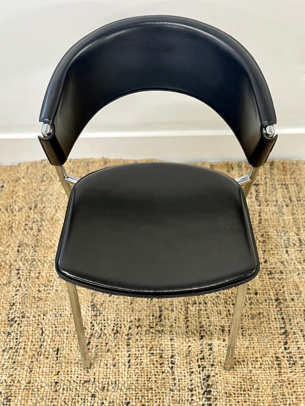 Thumbnail: Vintage Chrome & Leather Dining Chairs by Calligaris