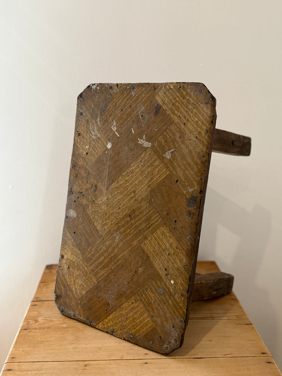 Thumbnail: Rustic Farmhouse Herringbone Stool