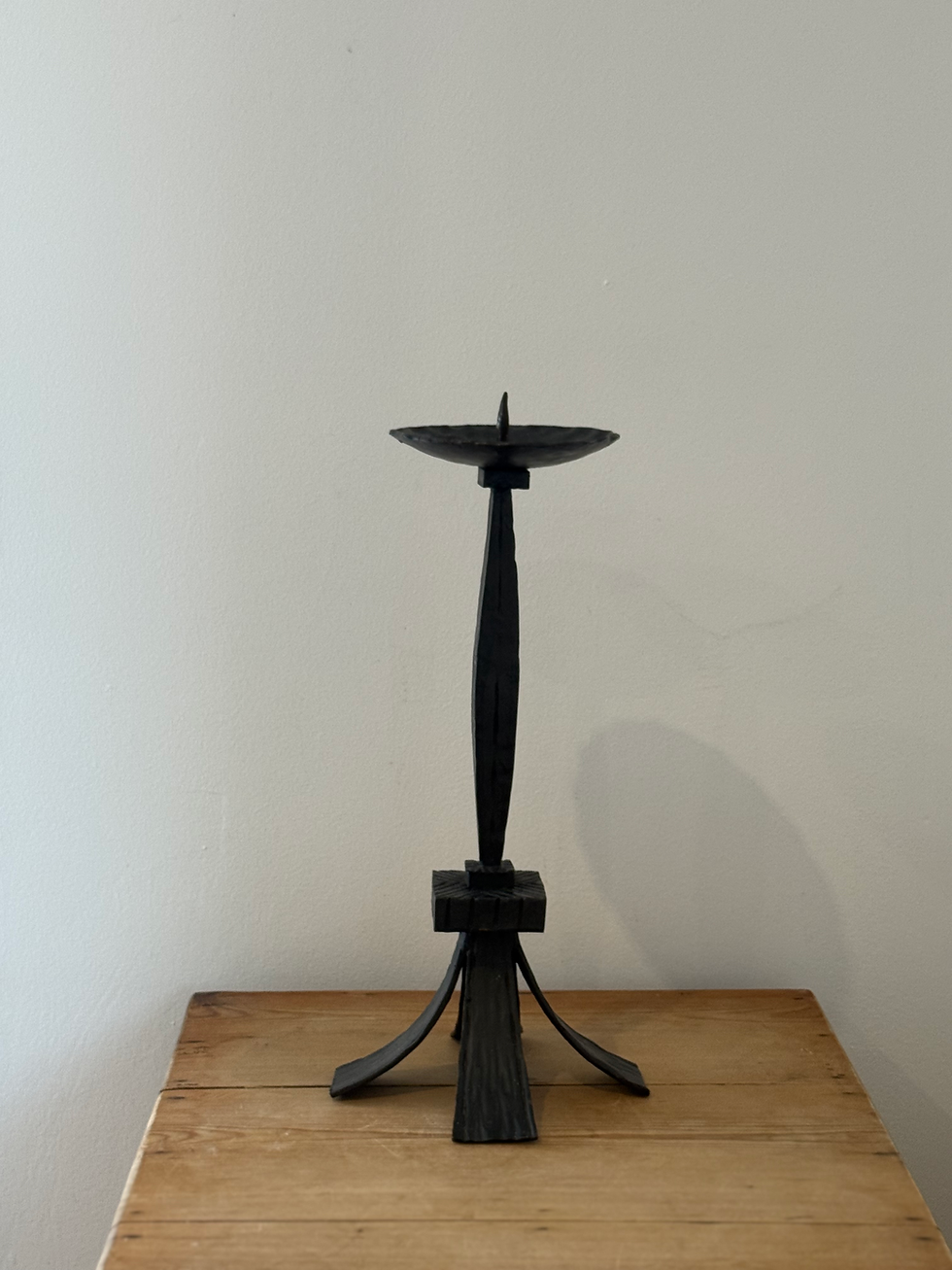 Thumbnail: Brutalist Wrought Iron Carved Candlestick