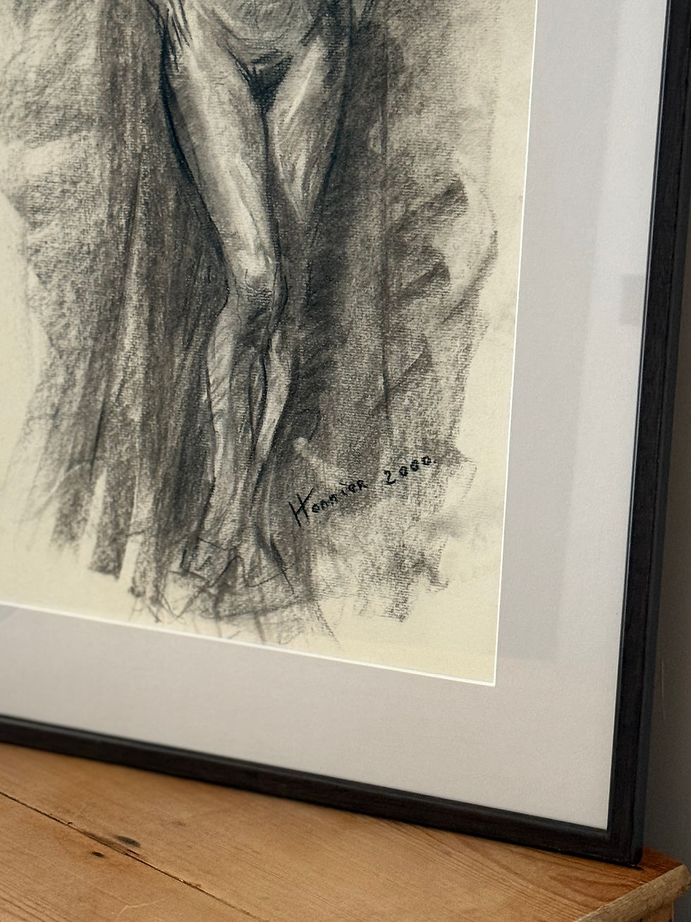 Thumbnail: Framed Charcoal Figure Drawing