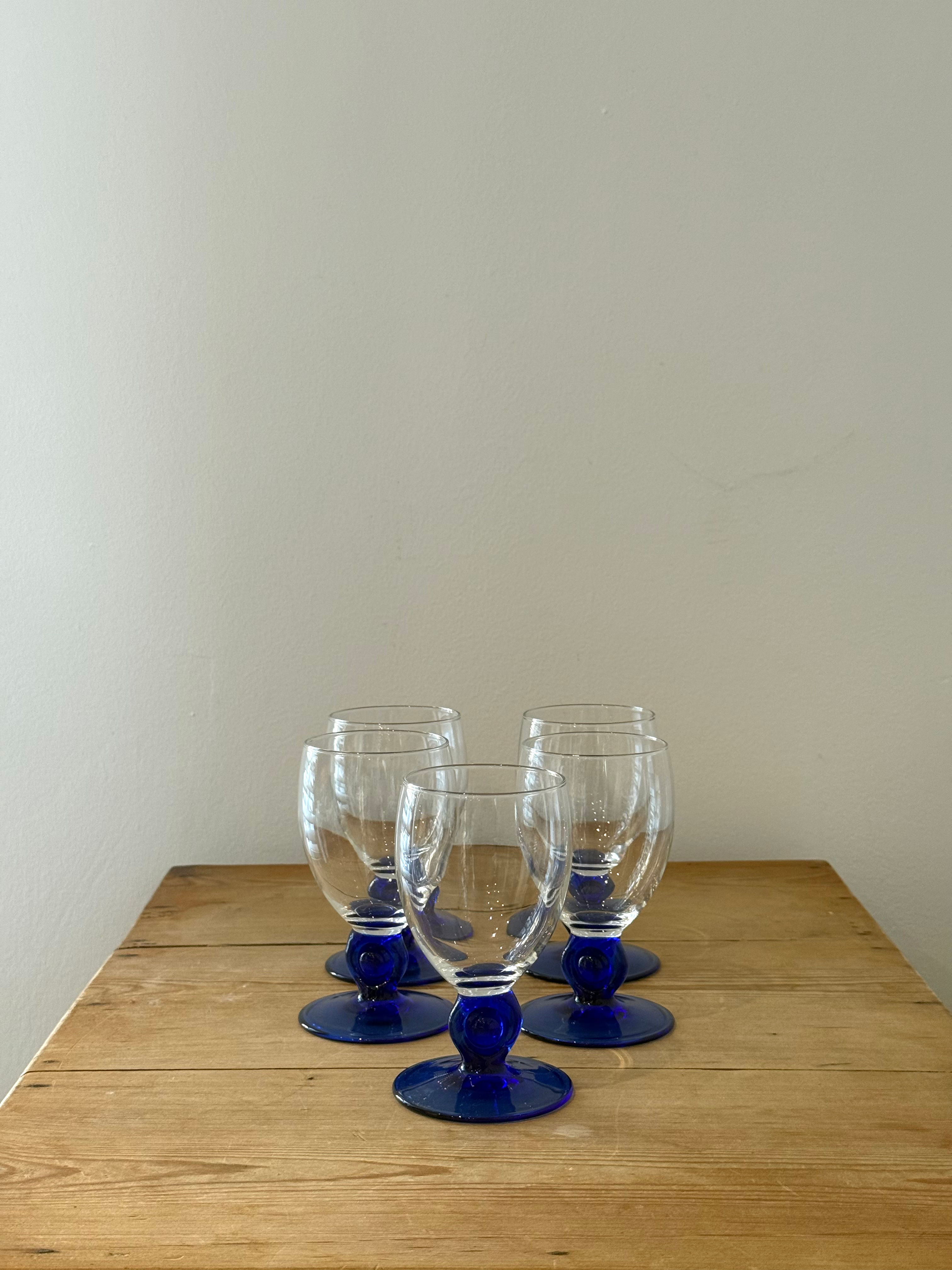 Vintage French Cobalt Blue Wine Glasses