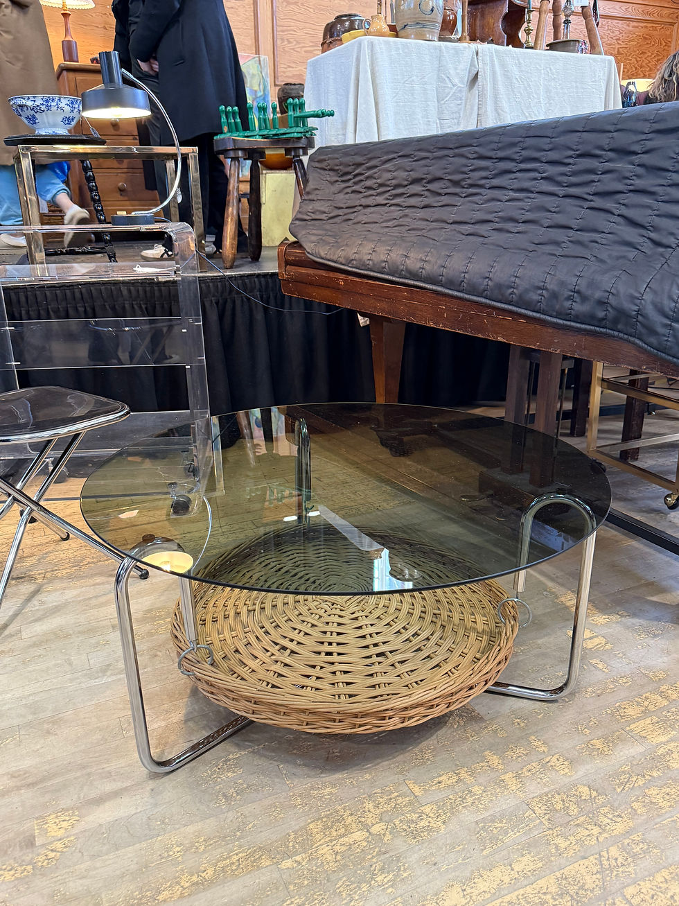 Thumbnail: Chrome & Rattan Smoked Glass Coffee Table