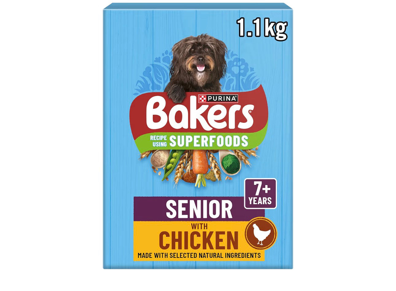 Bakers SUPERFOODS Senior dog food, Chicken, 1.1kg, 7+ years