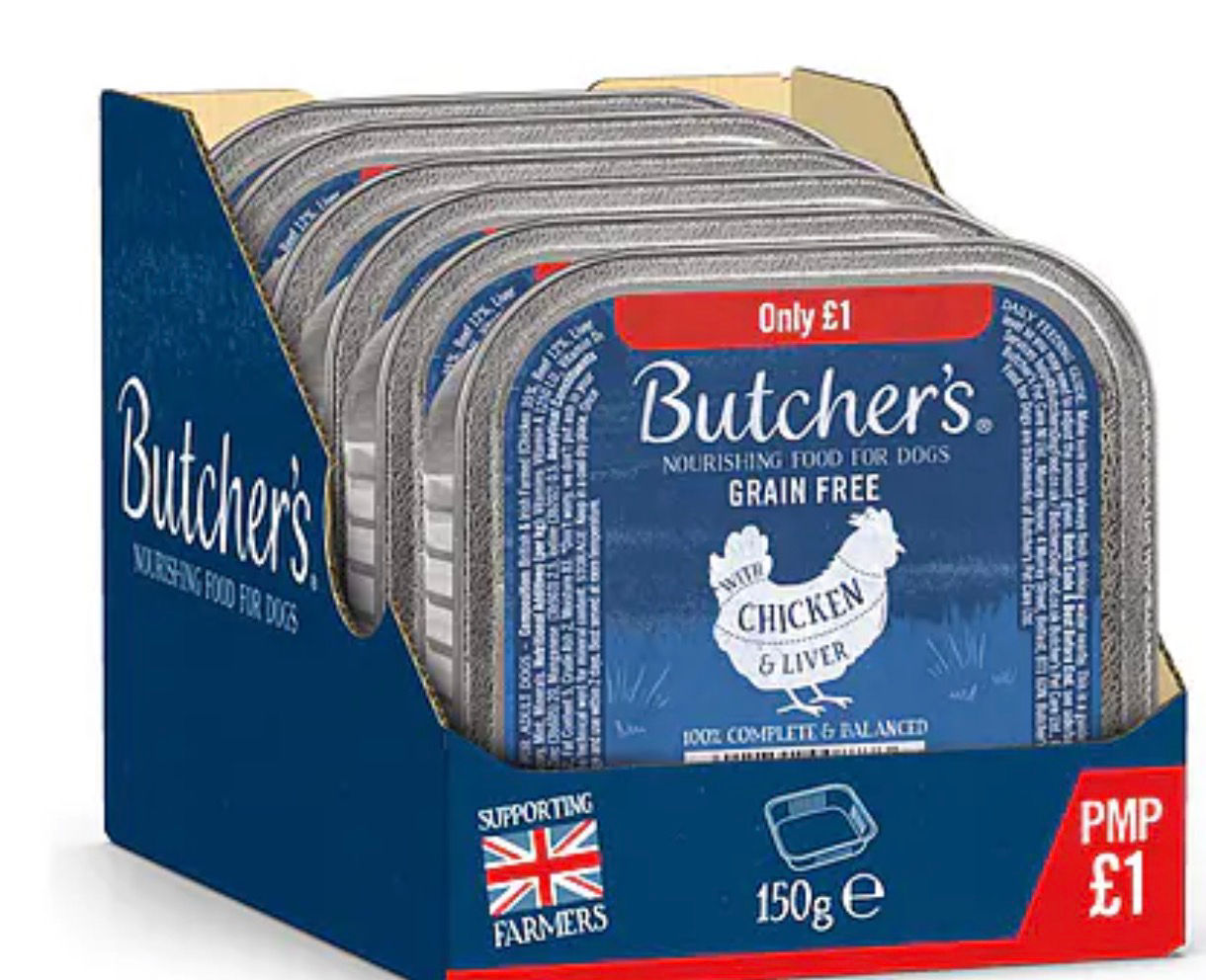 Butcher's Grain Free Chicken & Liver dog food display