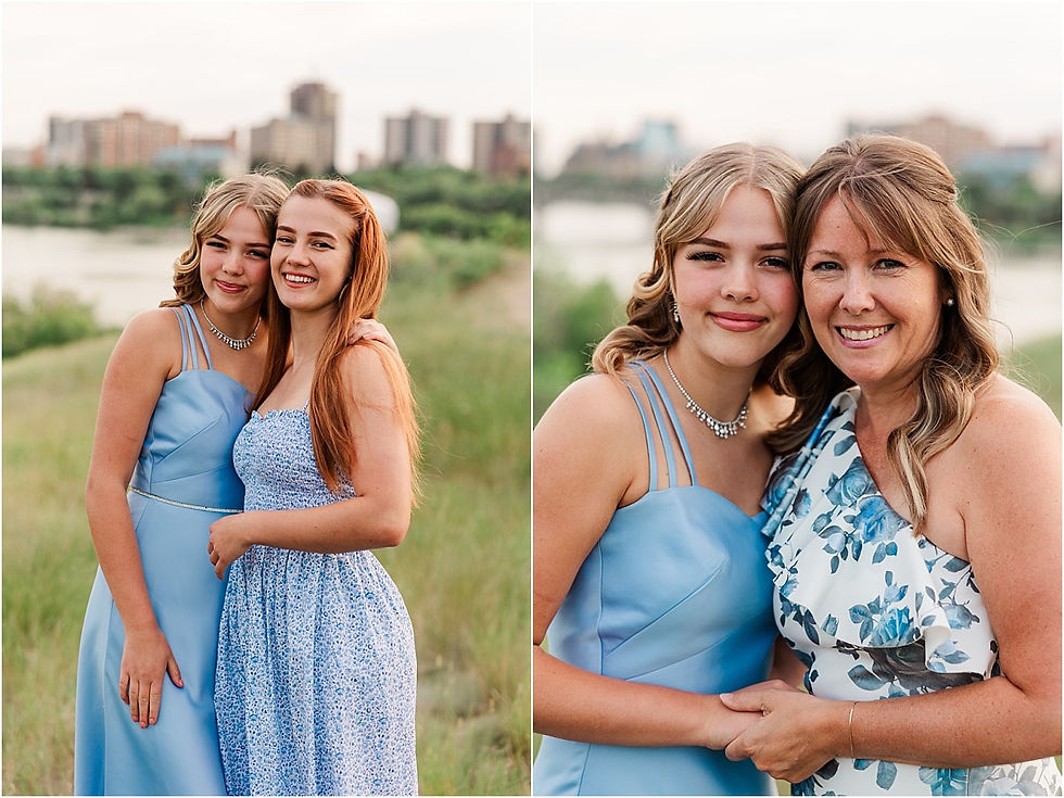 Family together in field