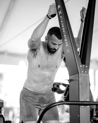 Man using a Concept2 SkiErg during a fitness program/workout