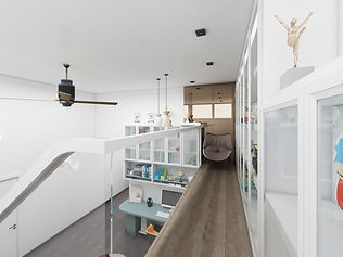 minimalist contemporary house,living hall,interior design, amverton hills sungai buluh, corner lot, 2 story house, designer drawing, 3D design,remodons design, high ceiling family hall idea, working area, study area, display area