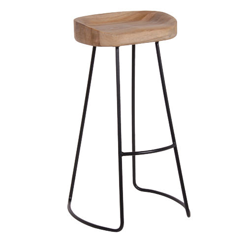 Metal and oak Stool