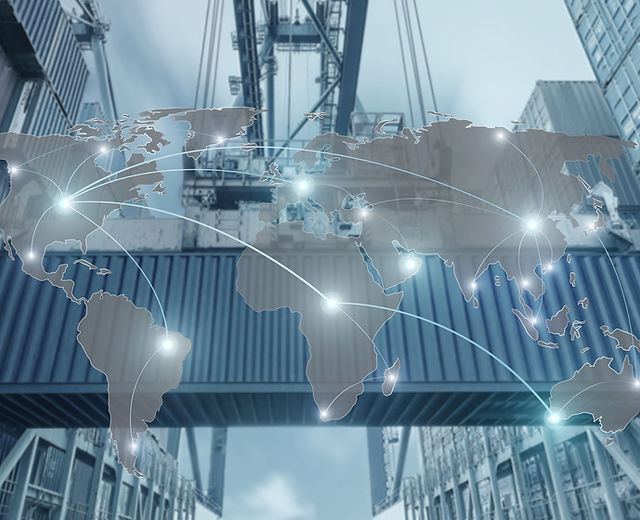 Map global logistics partnership connection of Container Cargo freight ship for Logistics