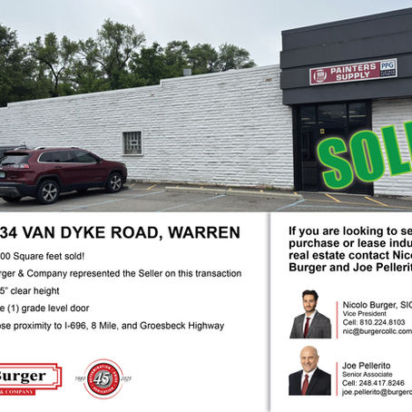 Burger and Company Announces a 4,800 Square Foot Industrial Building Sold