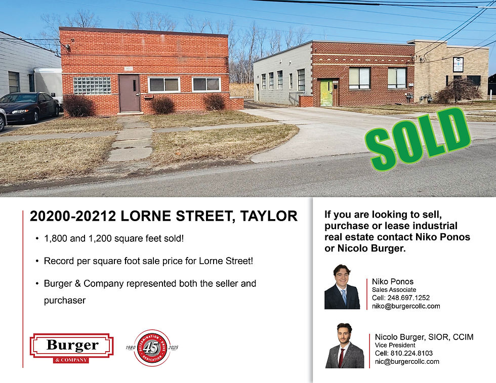 Burger and Company Announces an 1,800 and 1,200 Square Foot Industrial Building Sold