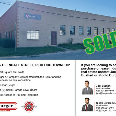 Burger and Company Announces a 8,000 Square Foot Industrial Building Sold