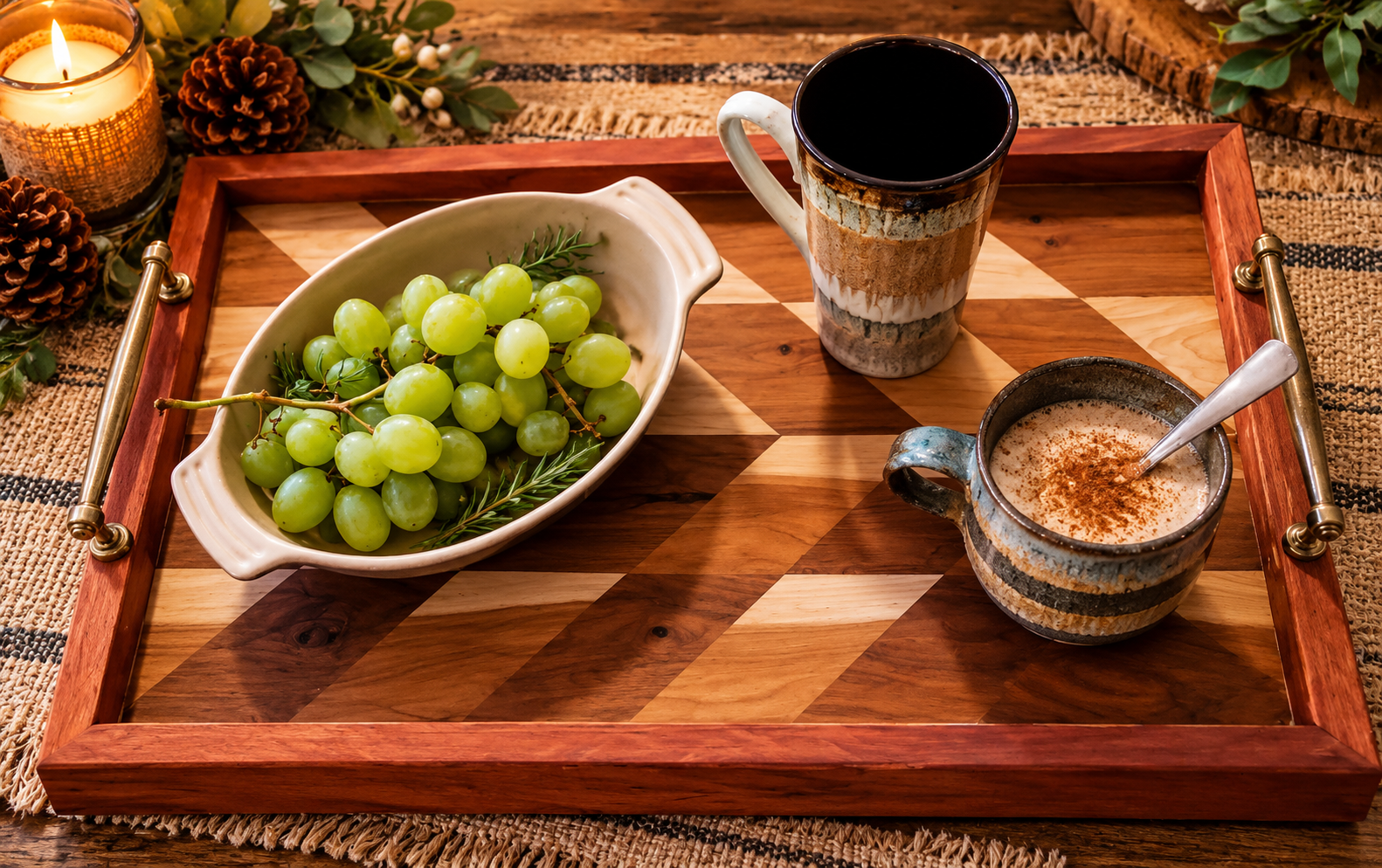 Geometric Maple Serving Tray