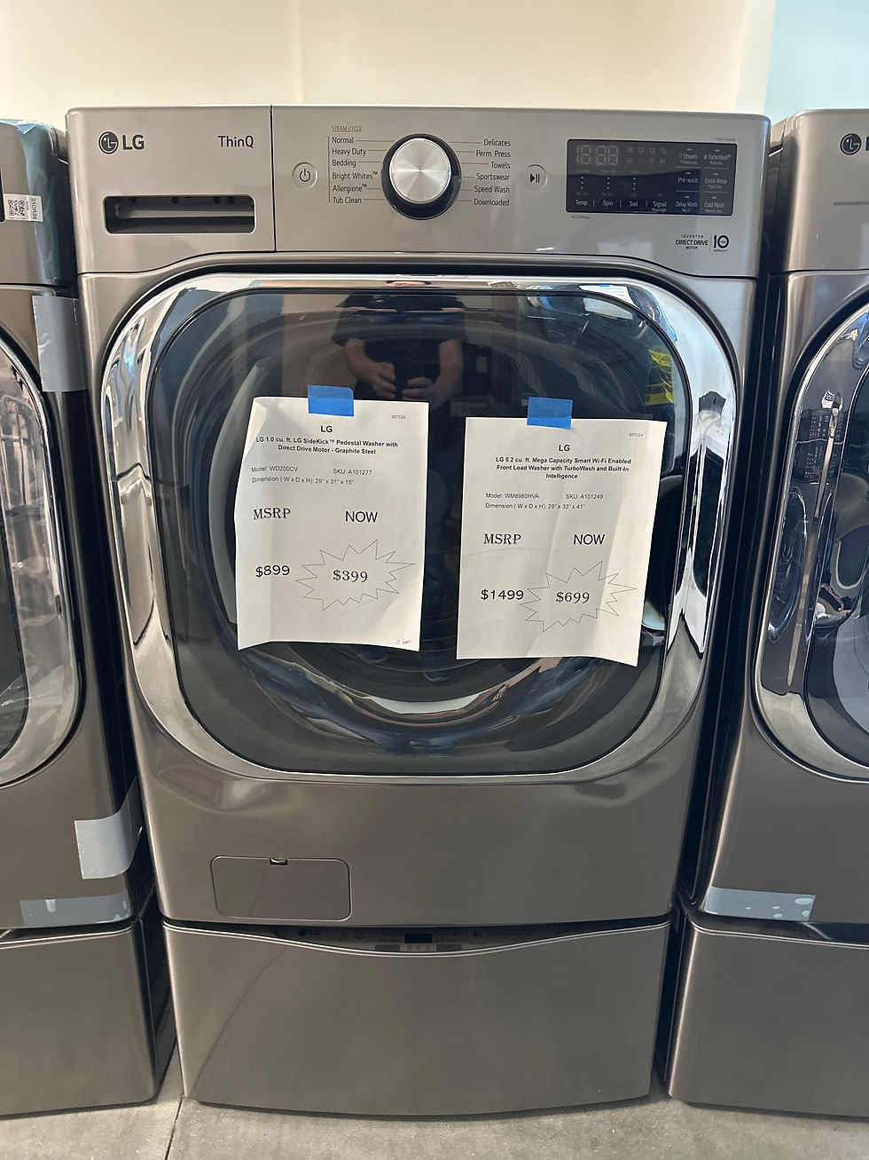 Thumbnail: LG 5.2 cu ft Front Load Washer and 1.0 cu ft pedestal washer combo