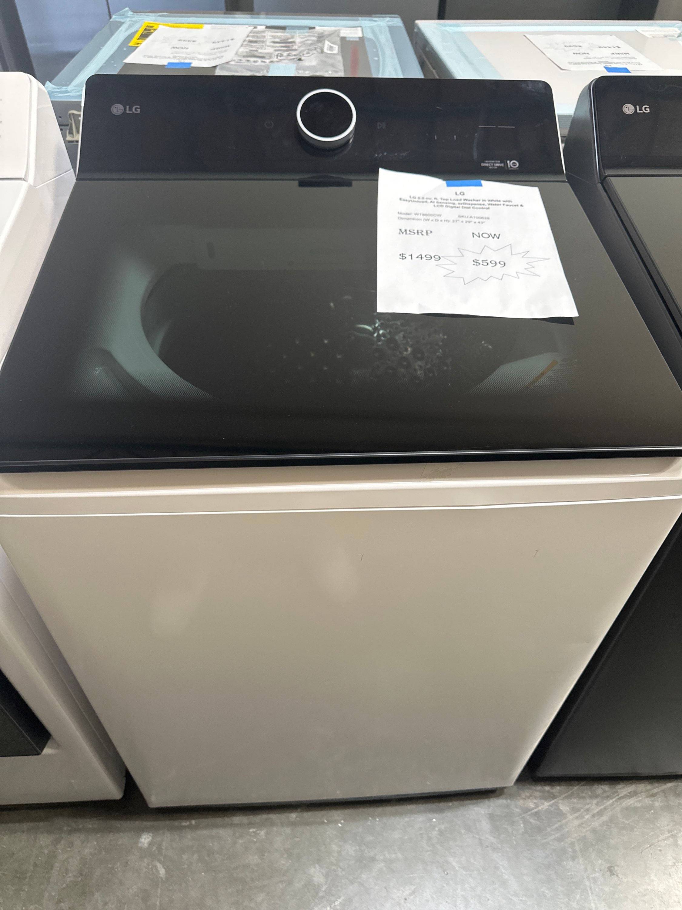 LG 5.5 cu. ft. Top Load Washer in White with EasyUnload, AI Sensing