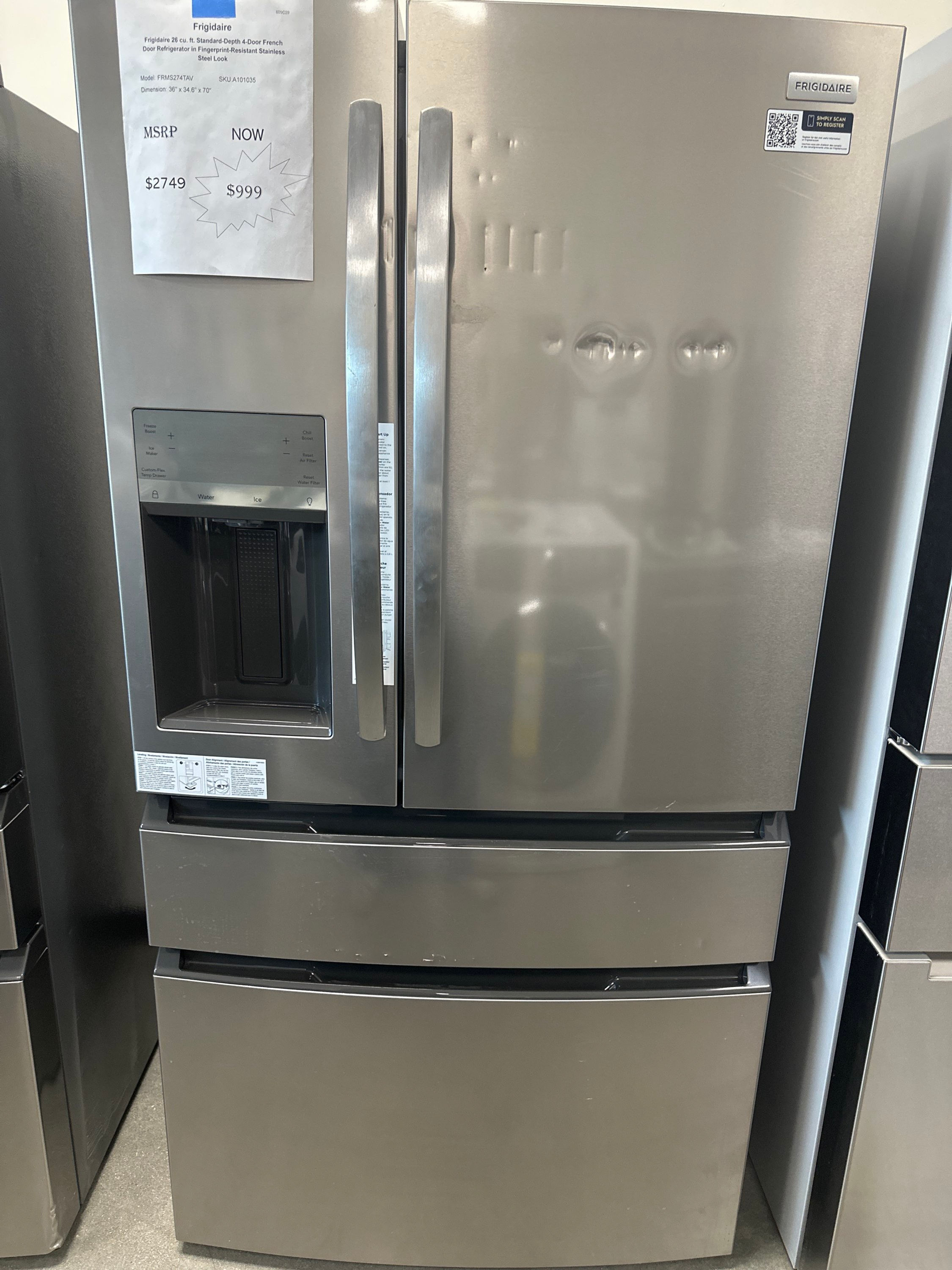 Frigidaire 26 cu. ft. Standard-Depth 4-Door French Door Refrigerator
