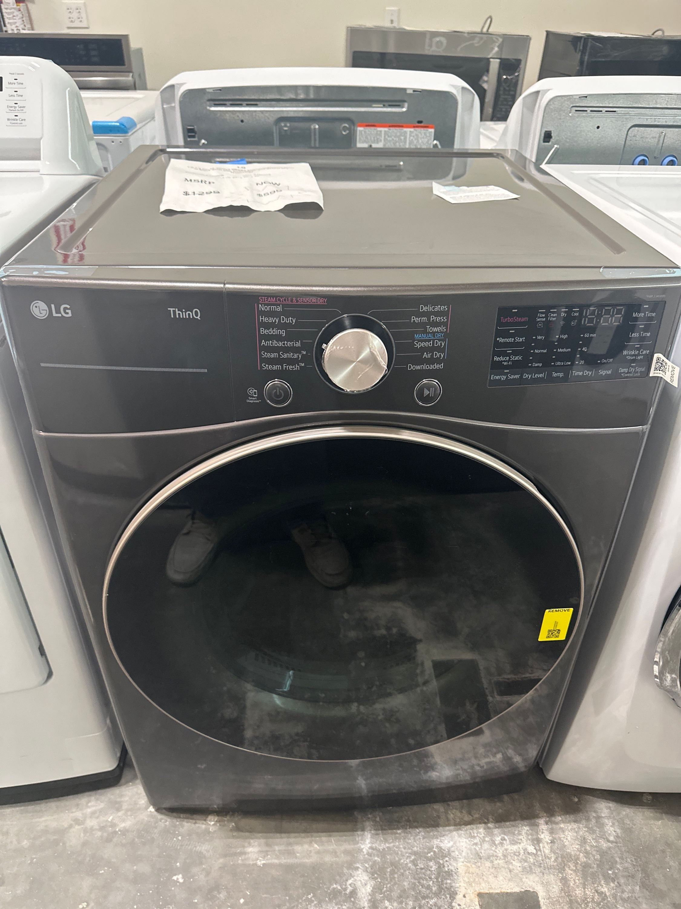 LG 7.4 Cu. Ft. Vented SMART Stackable Electric Dryer in Black Steel