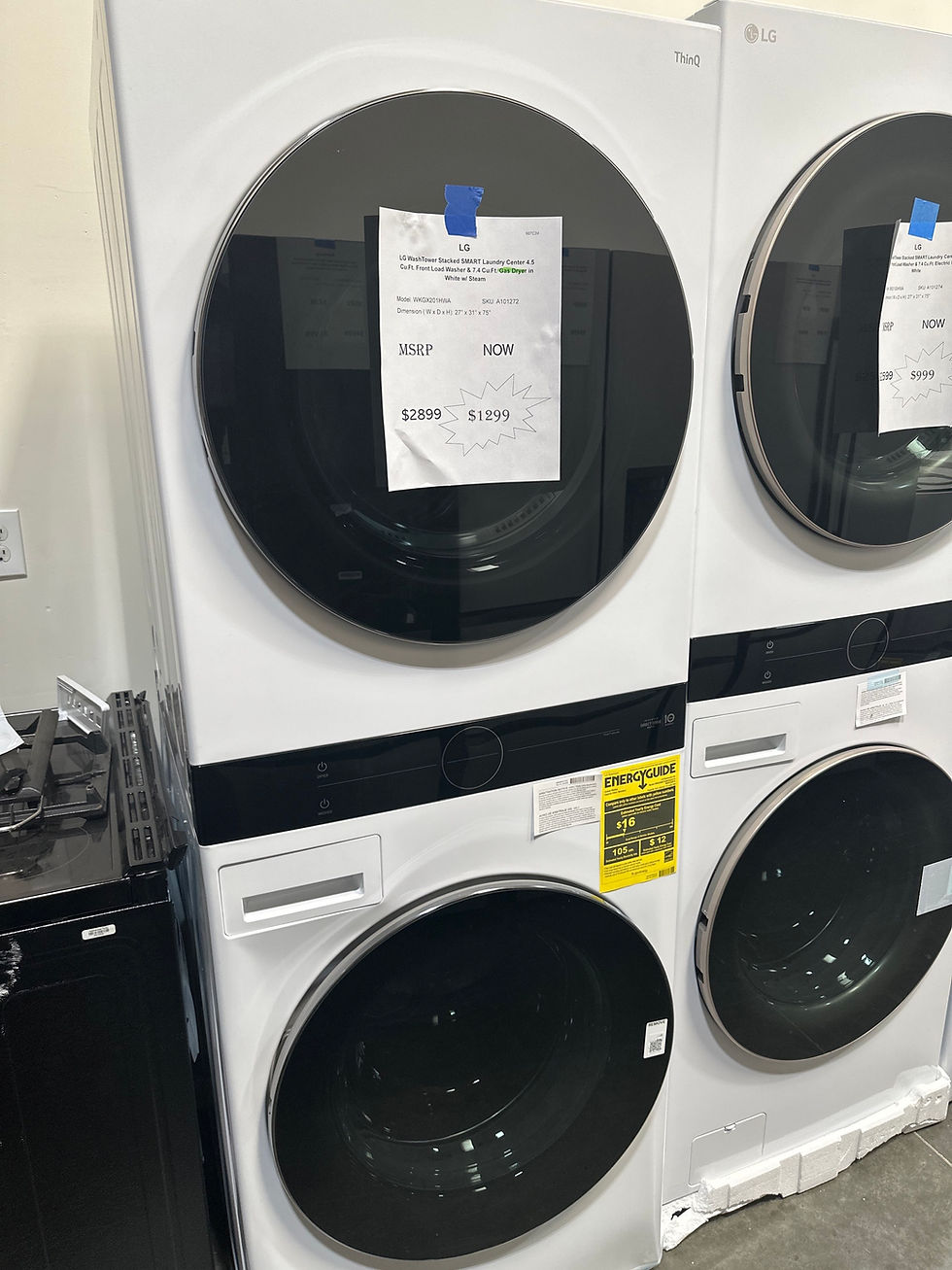 Thumbnail: LG WashTower 4.5 Cu.Ft. Front Load Washer & 7.4 Cu.Ft. Gas Dryer in White