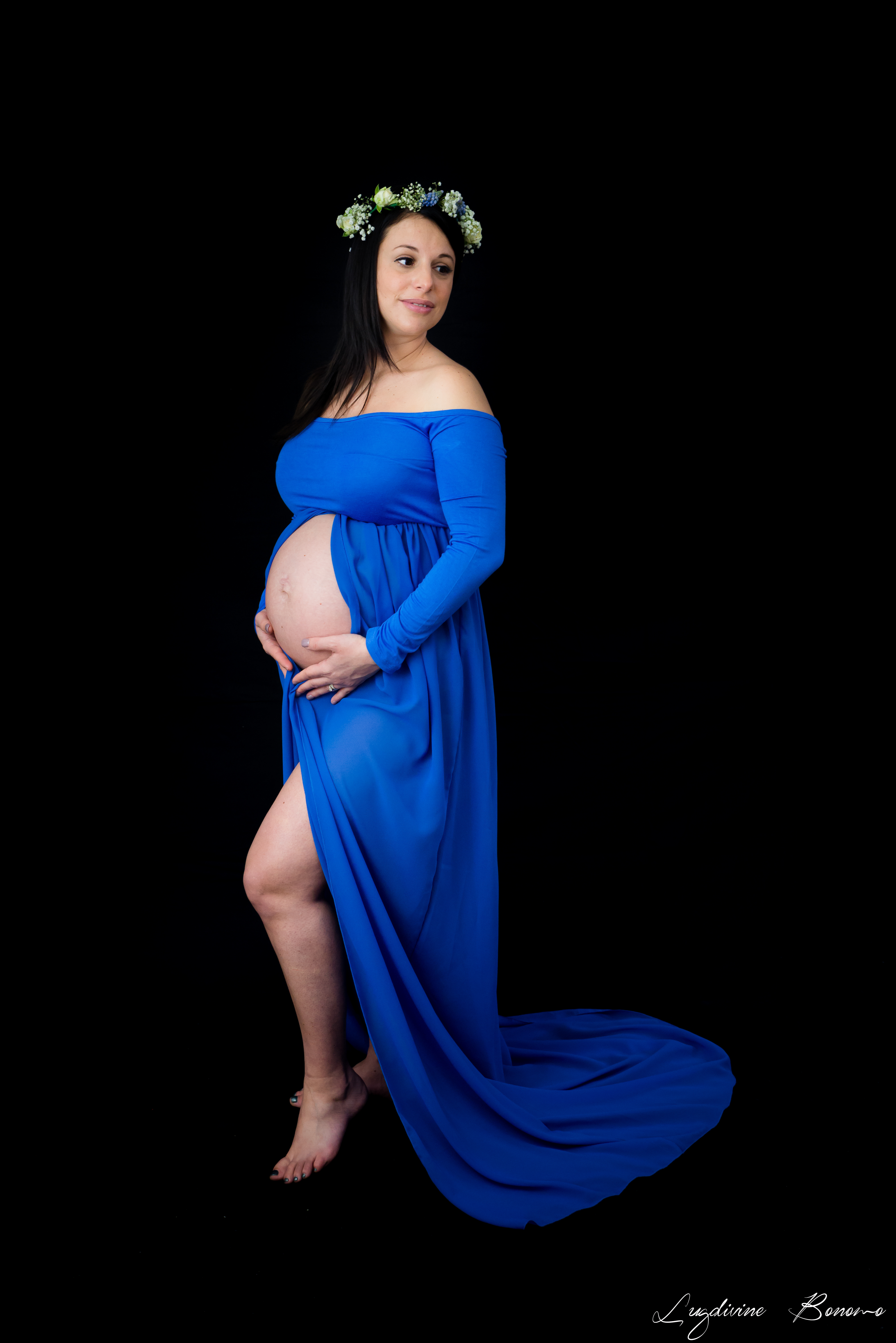 photo robe de grossesse bleu