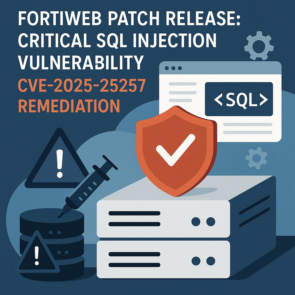 Fortinet FortiWeb Patch Release: Critical SQL Injection Vulnerability CVE-2025-25257 Remediation