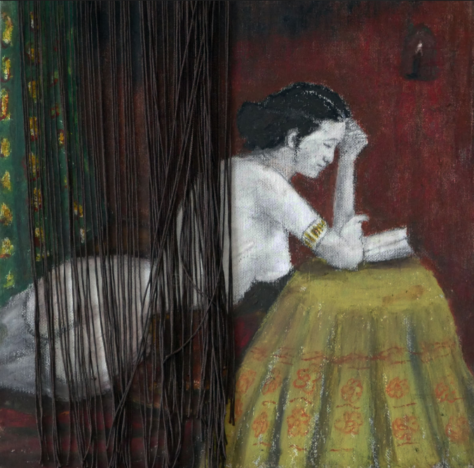 Lectrice derrière un rideau (2015)