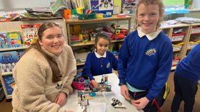 Snowman art with Michaela.