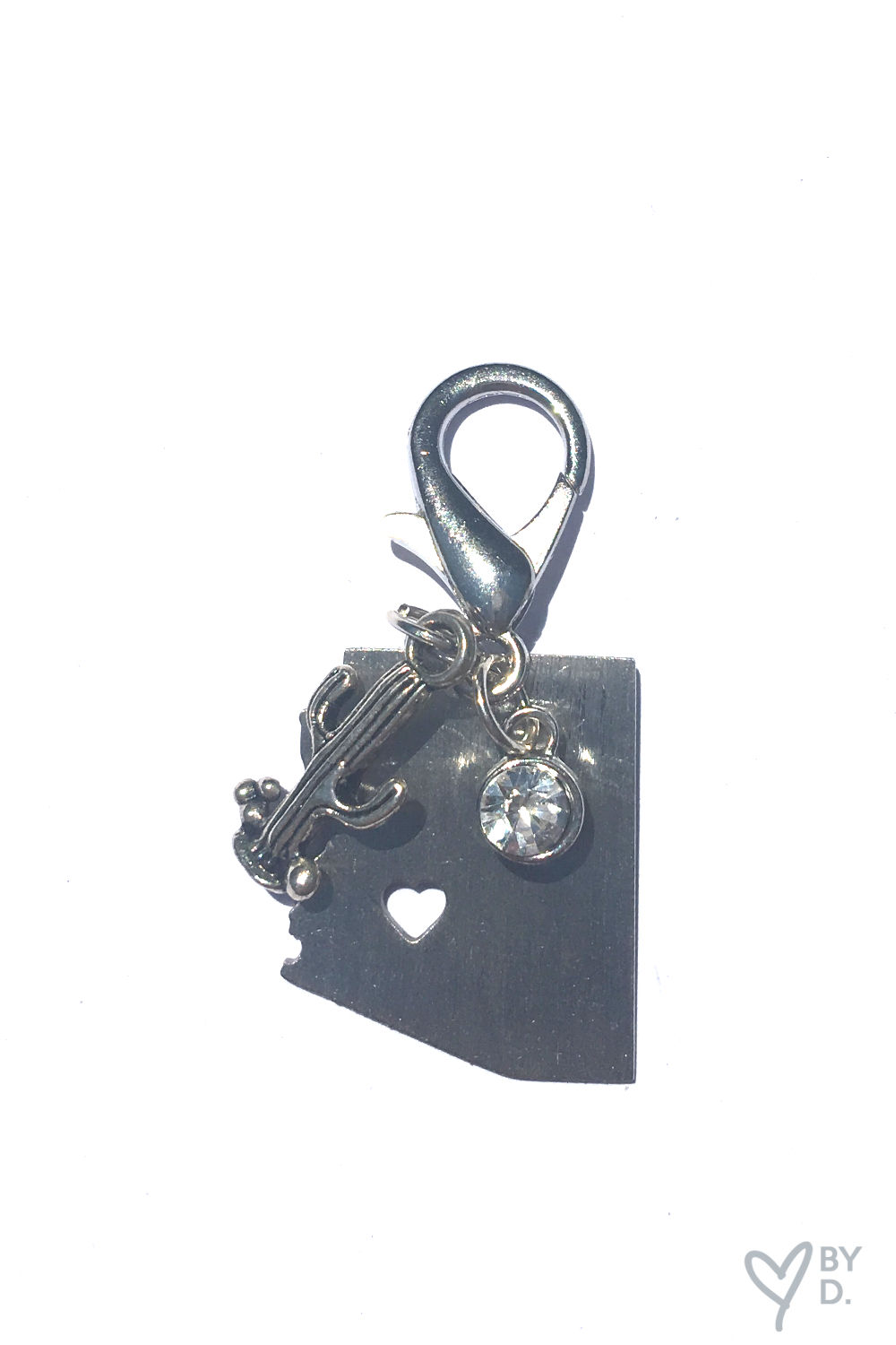 Arizona State Pendant with little Saguaro cactus and tiny bling charm