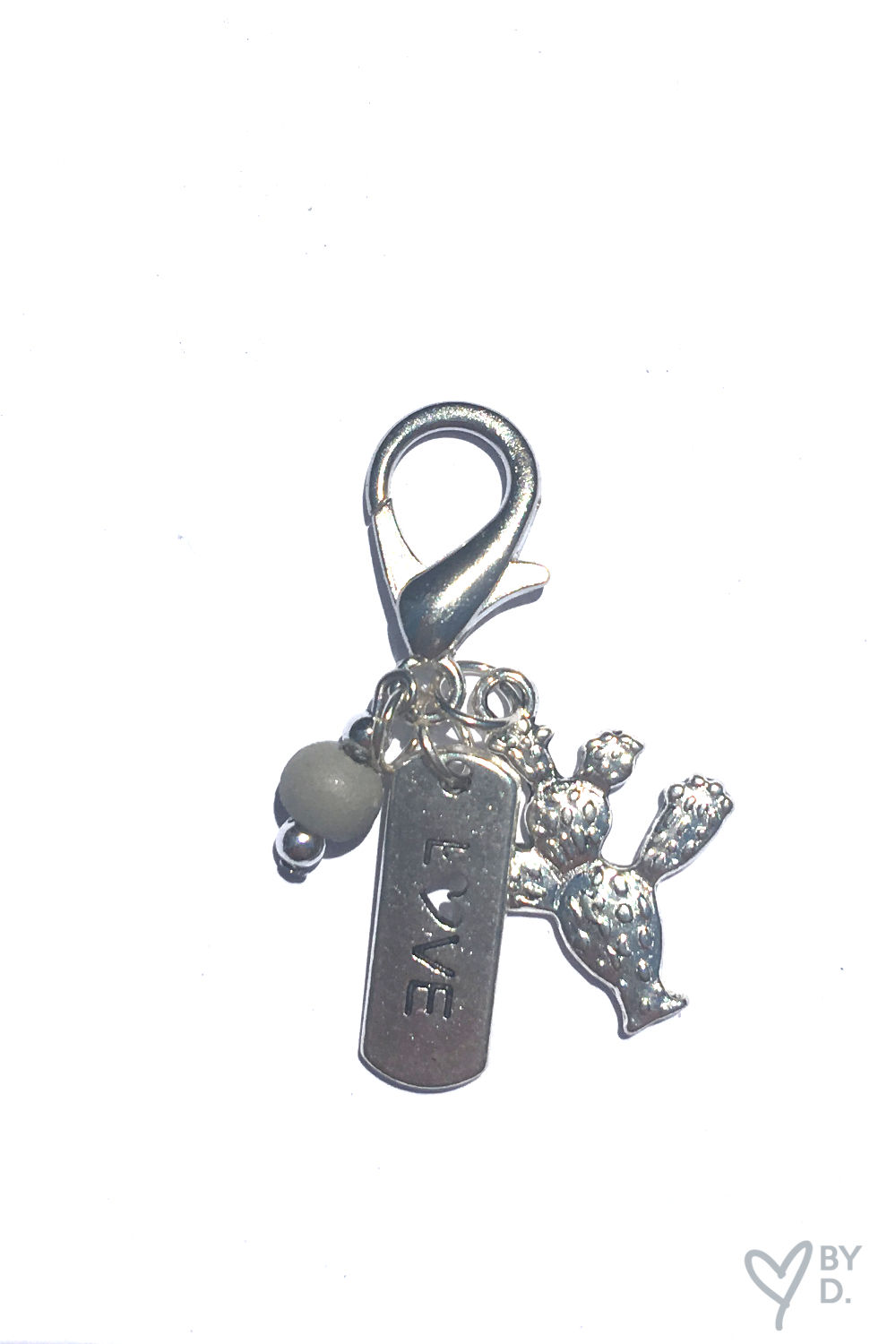 Love Charm, Prickly Pear Cactus and Wooden Bead Charm