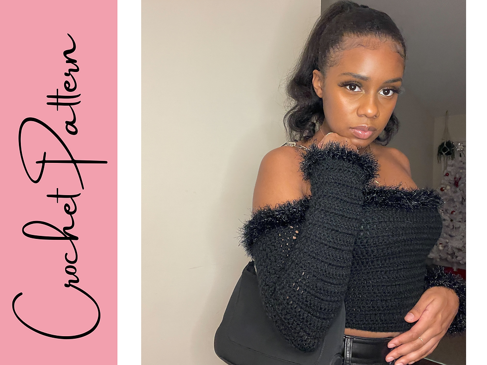 Thumbnail: Crochet Off Shoulder Fur Trim Top | Crochet Pattern