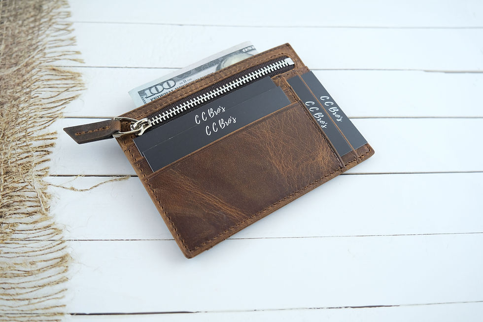 Personalized Super Slim Leather Men Card Holder, Antiq Brown Cardholder
