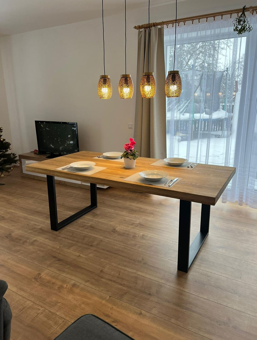 Miniaturbild: Esstisch Wildeiche massiv Holz Eichefarben