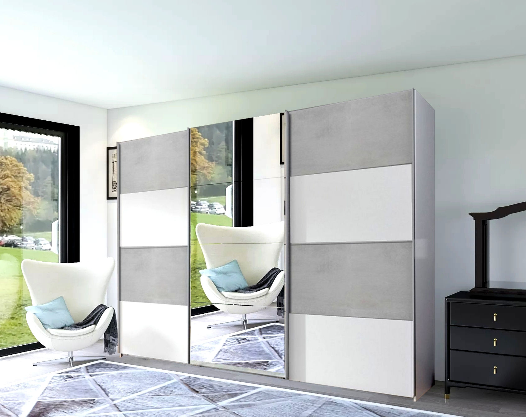 Kleiderschrank Satrange Seidengrau/Weiß B/h/t: Ca. 270x210x62 Cm