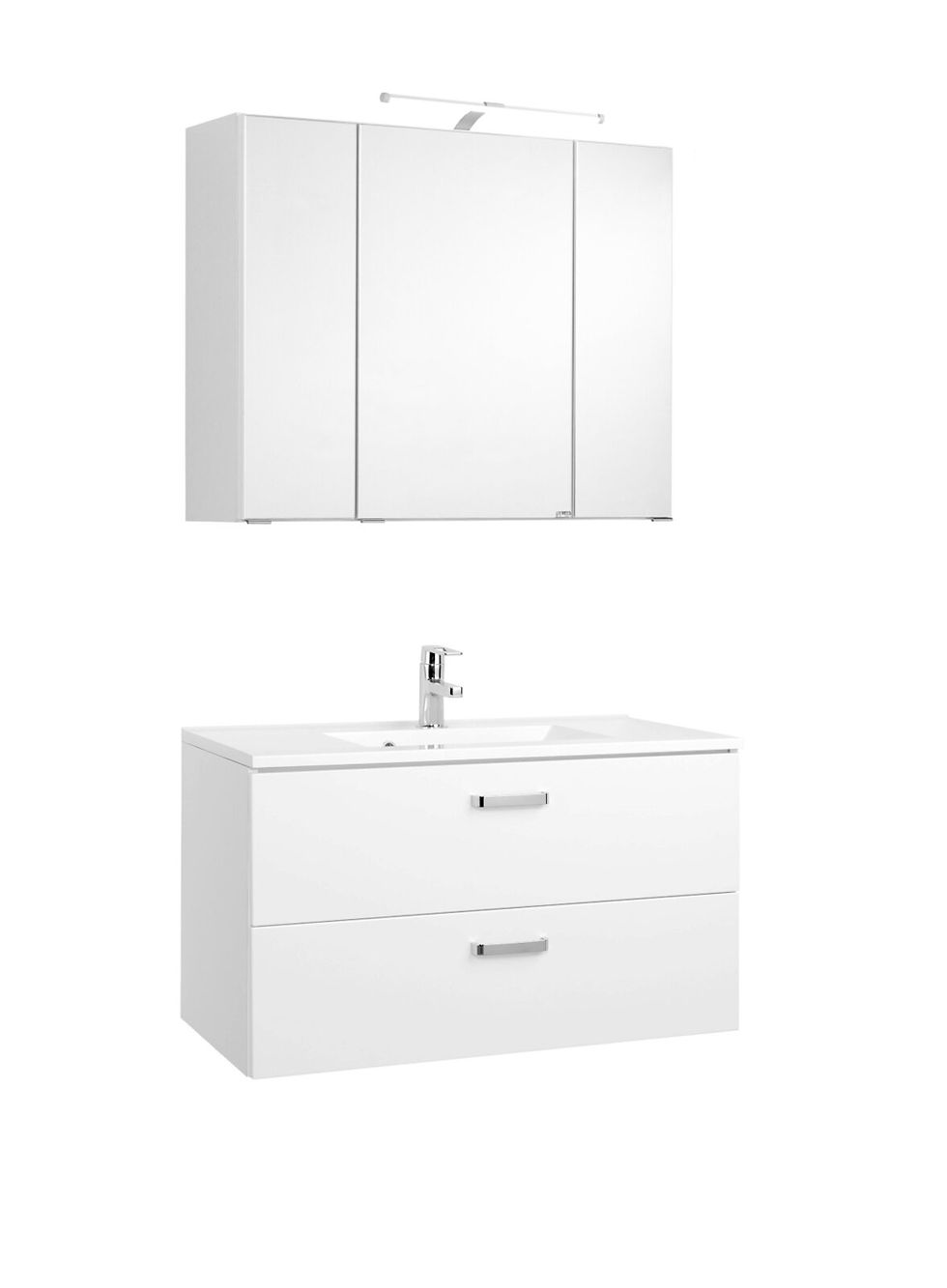 Miniaturbild: 2-teiliges Badmöbel-Set BOLOGNA - weiß Hochglanz-weiß - 90 cm breit