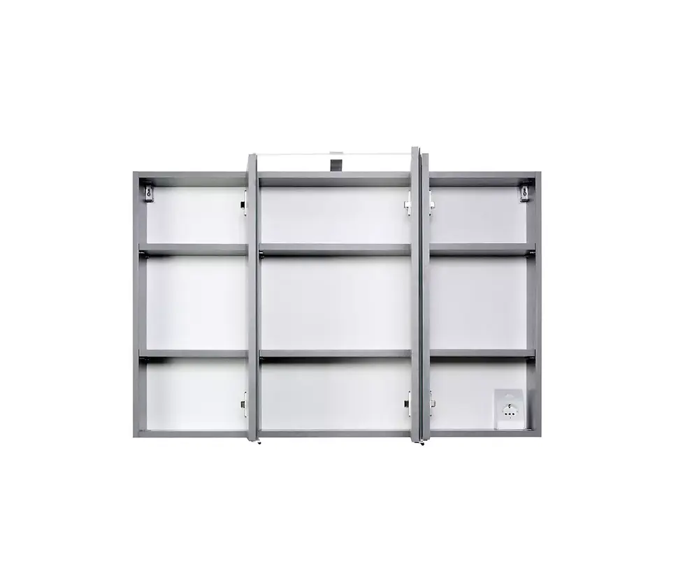 Miniaturbild: Bad-Spiegelschrank FLORIDA- 3-türig - 100 cm breit - weiß/grau/Buche/e