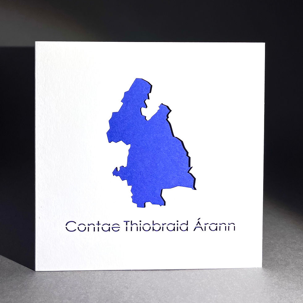 Thumbnail: Card of County Tipperary in Irish in the county colour