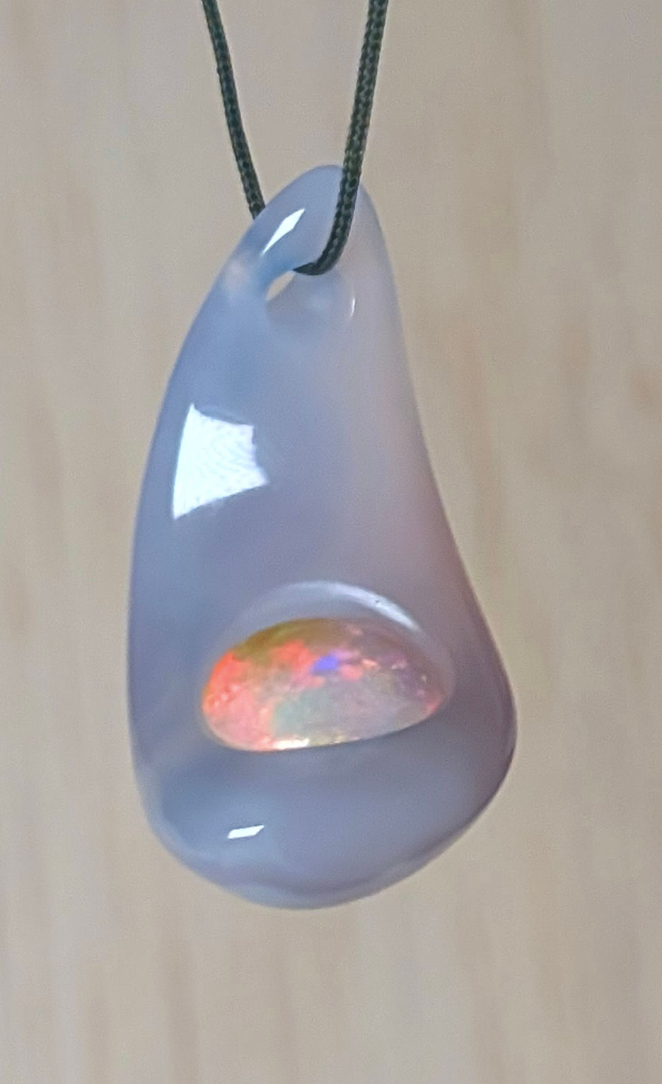 Thumbnail: Mojave blue agate, Welo opal fertility amulet