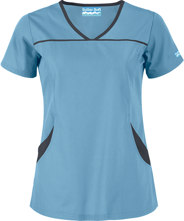 BLUSA AZUL VIVOS GRISES