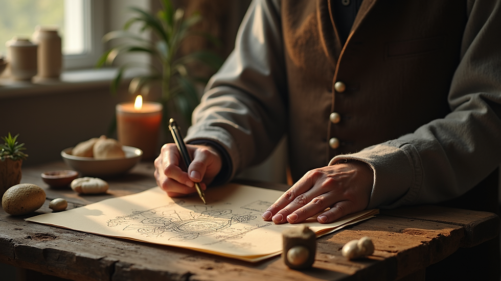 Vue en gros plan d'un devin utilisant des osselets pour la divination