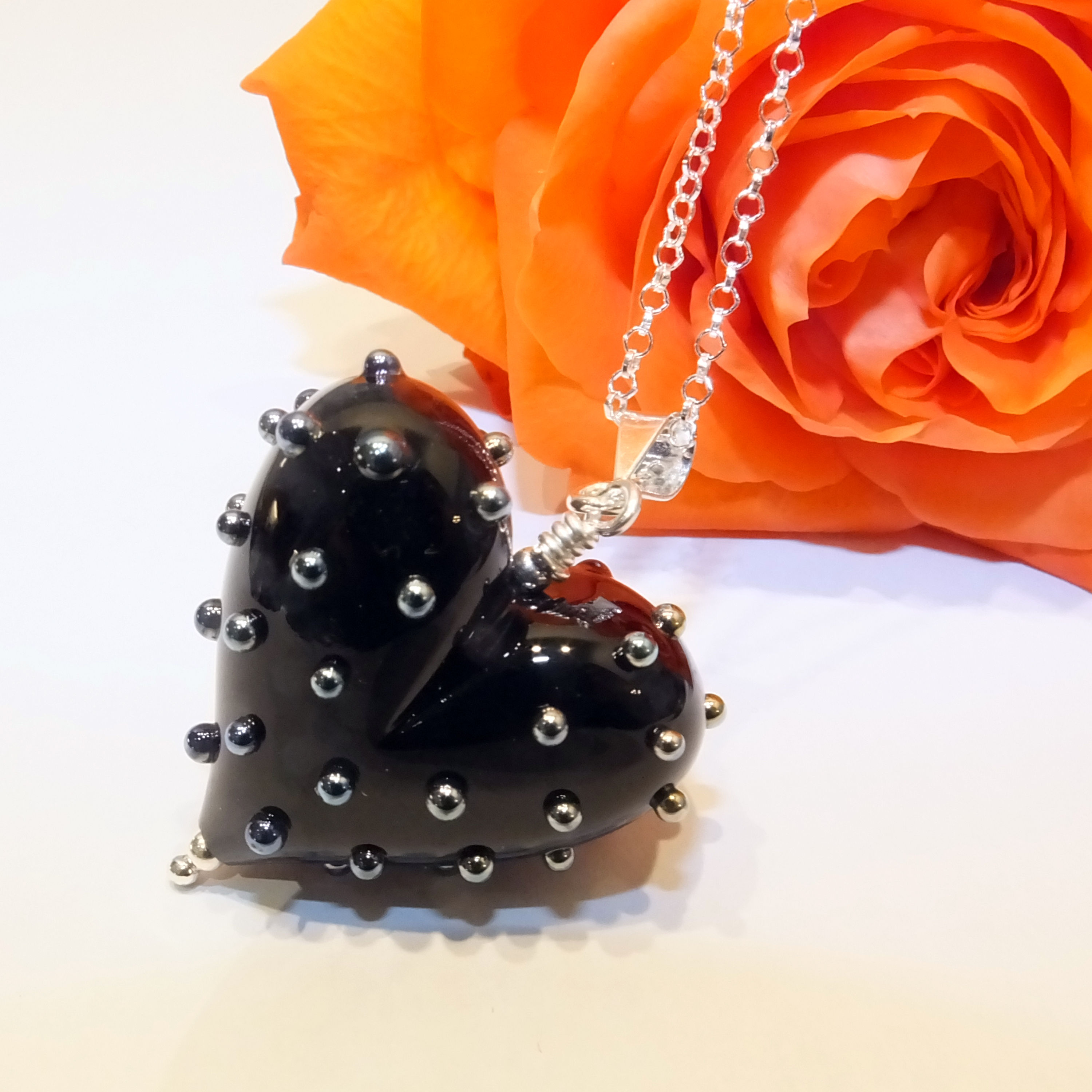 Be Mine! Large Black Heart Pendant