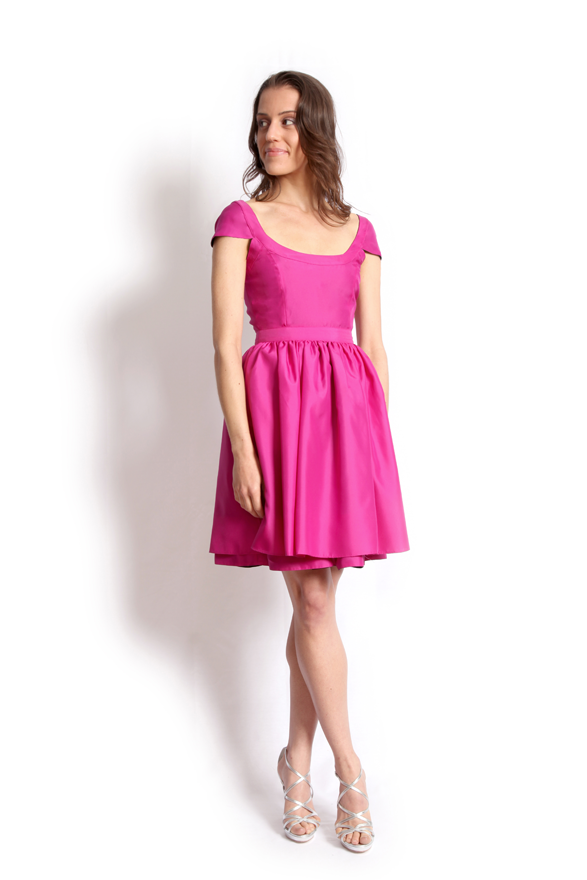 dk1405G cap slv banded reversible cocktail dress