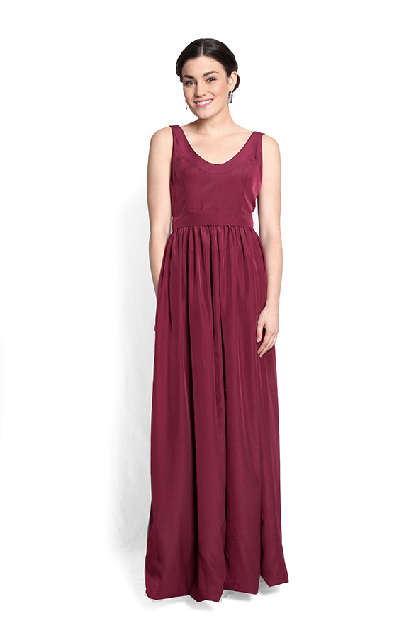 dk1406 sleeveless scoop neck reversible gown