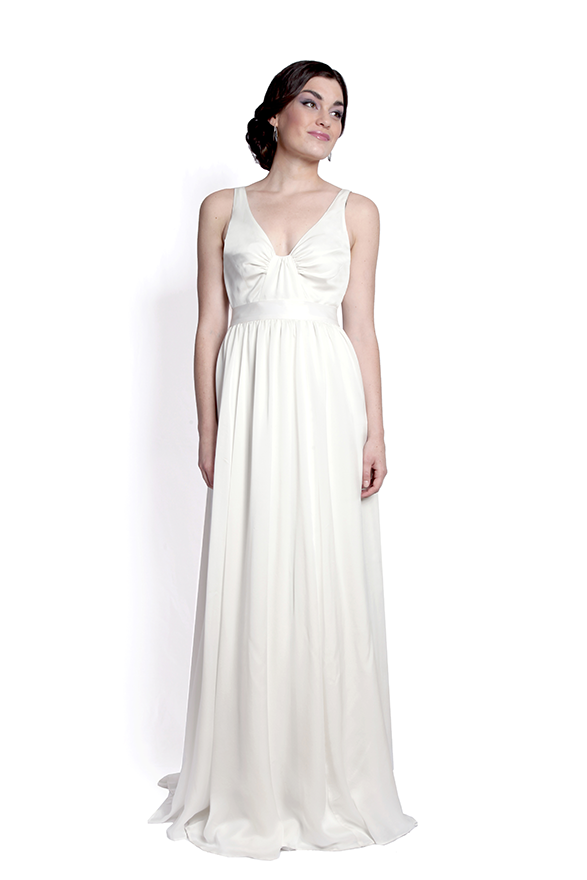 dk1451B ruch overlay skirt reversible bridal gown