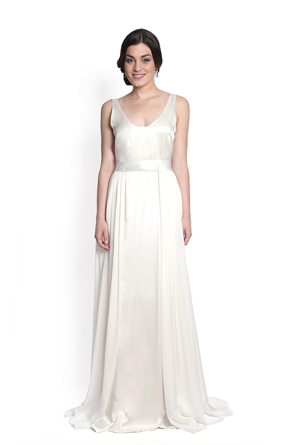 dk1651B pleat overlay skirt reversible bridal gown