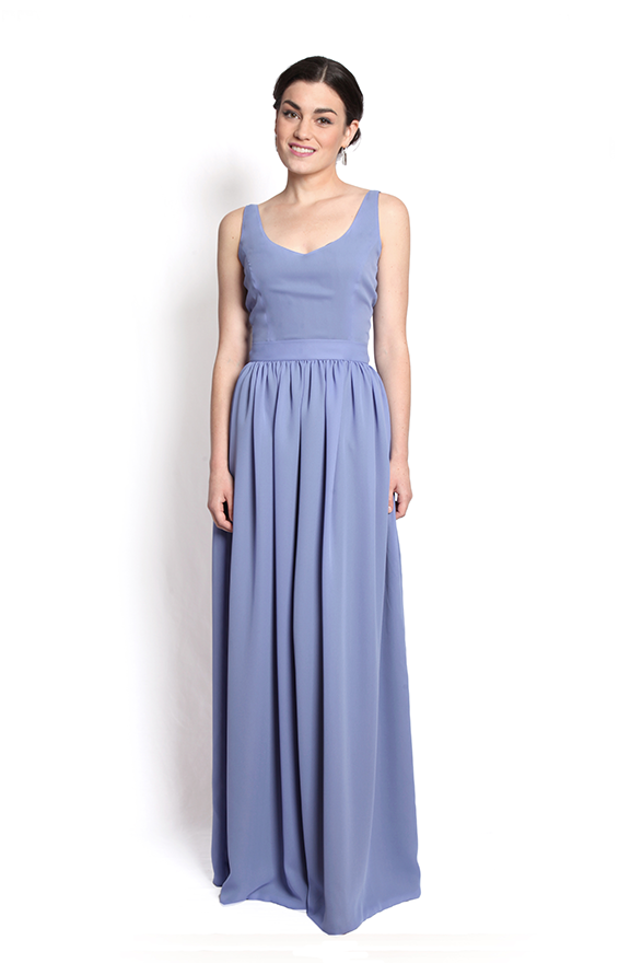 dk1603 v-neck gathered skirt reversible gown