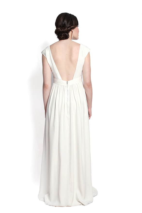 dk1403B cap sleeve reversible bridal gown