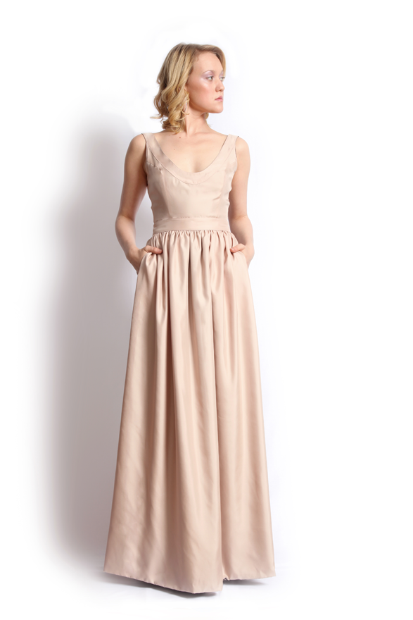 dk1406G sleeveless scoop neck reversible gown